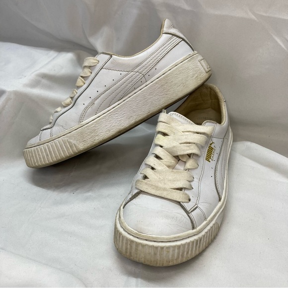 Puma Leather Basketball Court Shoes Size 7 (37.5) White - Picture 6 of 7